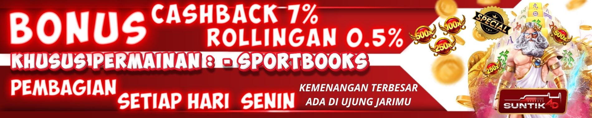 Bonus cashback dan Rollingan Sportbook suntik4d